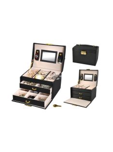   Fekete Ékszerdoboz - Elegáns Ékszertartó Nőknek, Ideális Ajándék Születésnapra és Karácsonyra