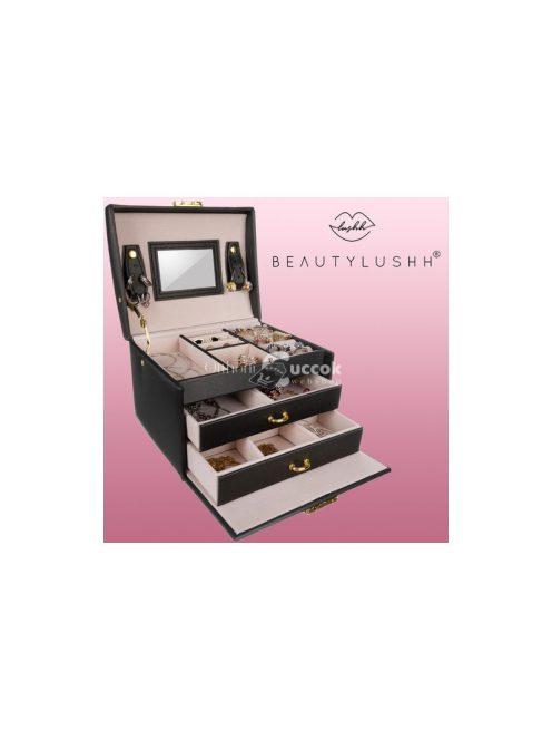 Fekete Ékszerdoboz - Elegáns Ékszertartó Nőknek, Ideális Ajándék Születésnapra és Karácsonyra