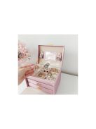 Rózsaszín ékszerdoboz gyöngyök és ékszerek tárolására - Praktikus ajándék nőknek, divatos kiegészítő a szépség és stílus jegyében