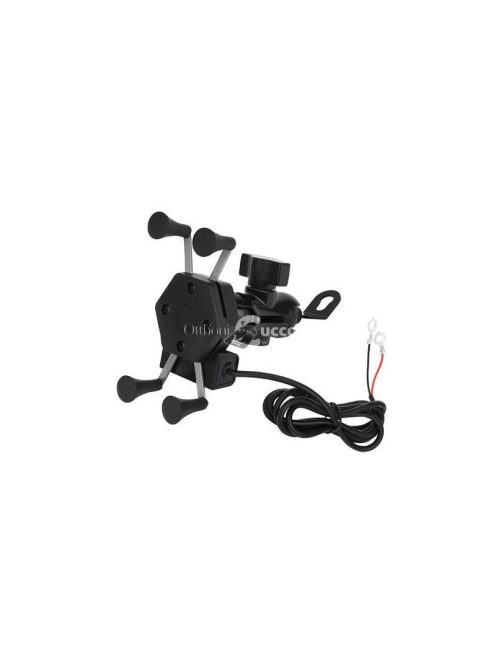 Motorkerékpár telefon tartó beépített USB töltővel motoros használatra