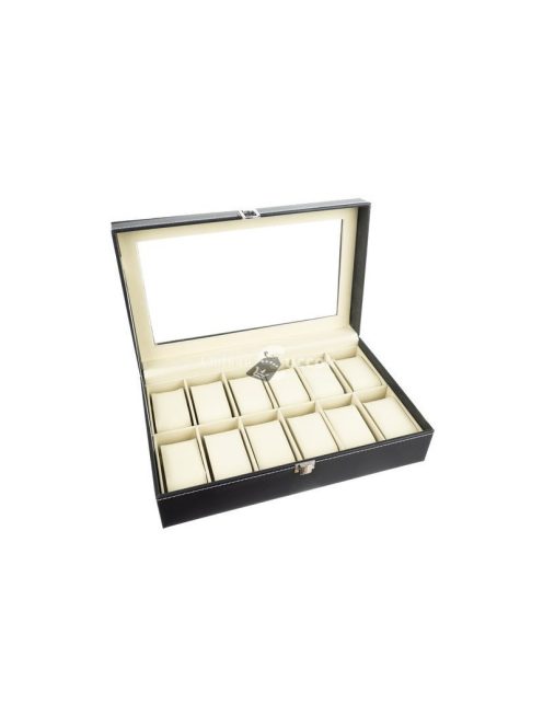 Karóra tároló 12 rekeszes - óratartó készlet, karóratartó doboz szerviz eszközökkel, óra tároló doboz szervező
