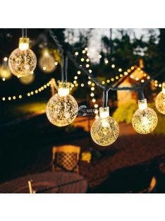 Napelemes kültéri LED gömb fényfüzér dekorációhoz