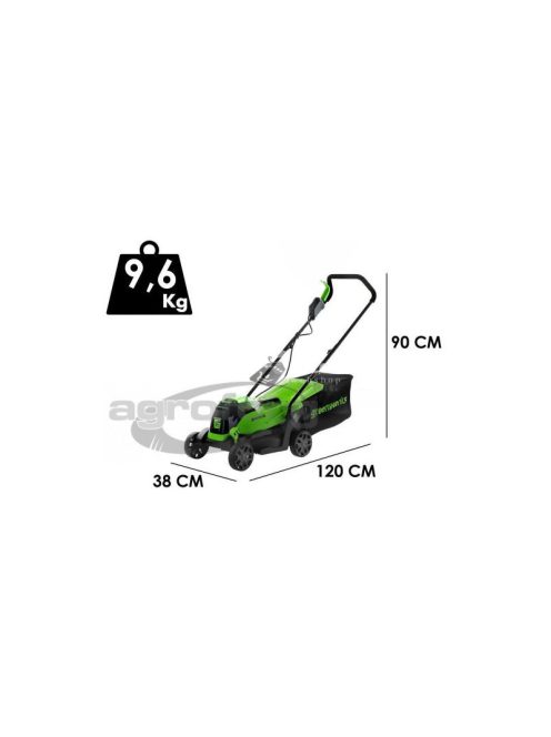 Fűnyíró fűgyűjtős, akkumulátoros Greenworks GD24LM33K2 24 v, 33 cm, akku- és töltővel