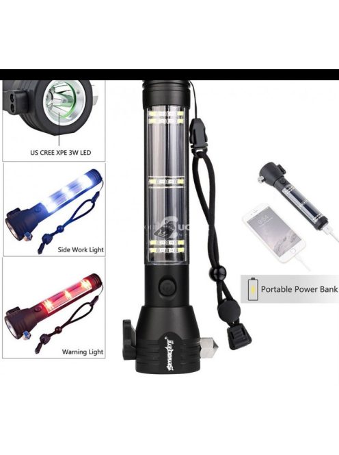 Multifunkciós napelemes zseblámpa, telefontöltő