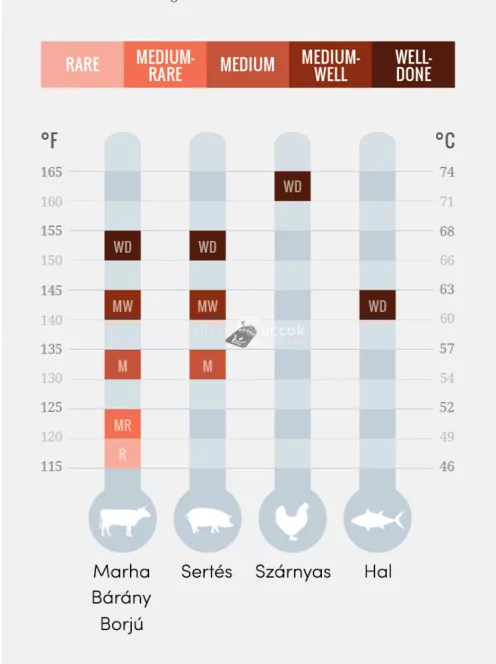 Maghőmérő, ételhőmérő, konyhai hőmérő (digitális)