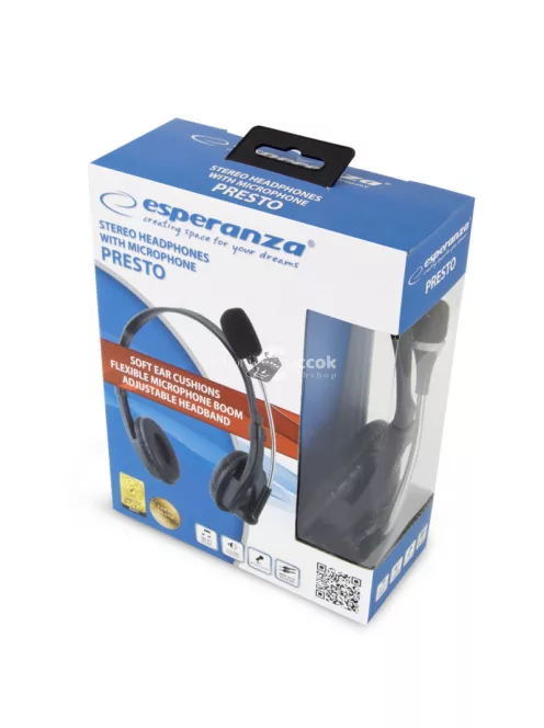 Esperanza fejhallgató mikrofonnal - Presto - sztereó hangzású - EH115
