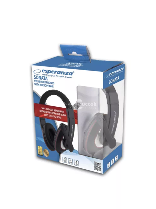 Esperanza Sonata fejhallgató mikrofonnal, sztereó hangzású - EH118