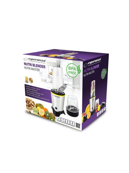 Esperanza Nutri Master 1000W Turmixgép - Egészséges Turmixok és Smoothie-k Készítéséhez - EKM028