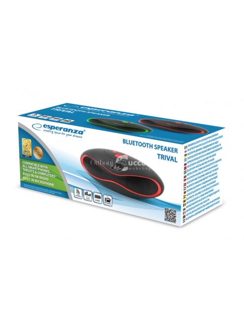 Esperanza BT hangszóró - fekete-vörös, háromszínű, Bluetooth vezeték nélküli hangszóró - EP117KR