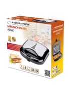 Esperanza szendvicskészítő 1000W Asiago - Elektromos grill, tapadásmentes felület, 2 szelet, fekete - EKT011