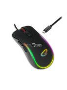 Hesperis Gamer Egér LED RGB Világítással és 7 Gombbal, Optikai USB-C Csatlakozással - EGM303