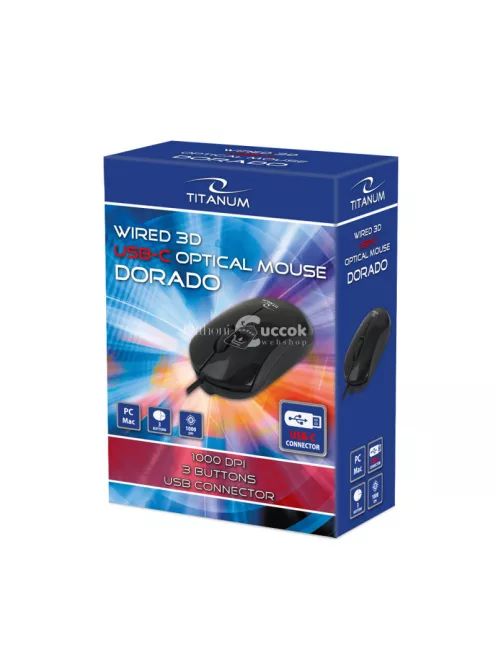 Arany Titanum vezetékes USB-C 3D optikai egér - TM125K
