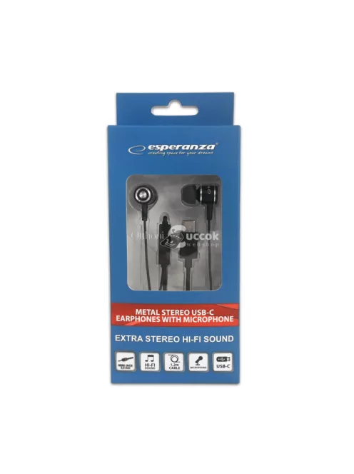 Esperanza EH204K Fém Fülhallgató Mikrofonnal és USB-C Csatlakozóval - EH204K