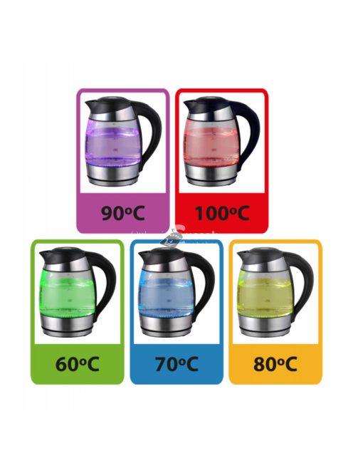 Esperanza Elektromos Üveg Vízforraló LED-del és Hőmérséklet-szabályozóval 1.7 L Fekete színű - EKK026