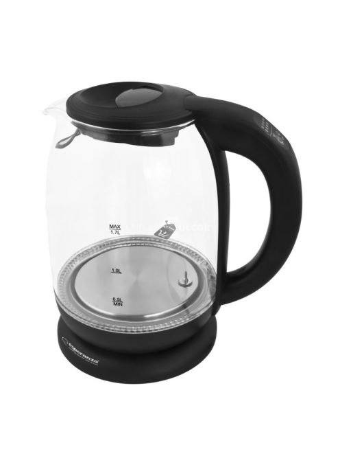 Elegáns Elektromos Üveg Vízforraló LED-del és Hőmérséklet-szabályozóval - Fekete - 1.7 L - Loire - EKK027
