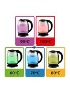 Elegáns Elektromos Üveg Vízforraló LED-del és Hőmérséklet-szabályozóval - Fekete - 1.7 L - Loire - EKK027