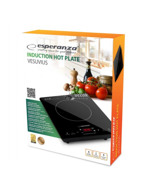 Indukciós főzőlap - Esperanza -Vesuvius - 1 zónás - fekete - EKH009