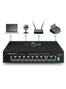 Esperanza 8 portos PoE switch 10/100/1000 Matrix-szal és 2 uplink porttal - ENS108