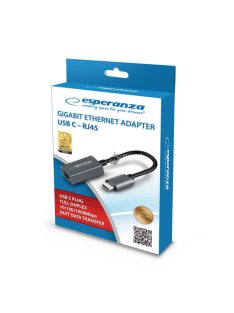   Esperanza USB-C Gigabit Ethernet adapter RJ45 csatlakozóval 1000 Mbps sebességgel - ENA102