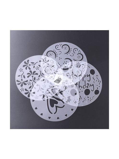 Tortadíszítő kellék, tortadíszítő sablon (4 minta)