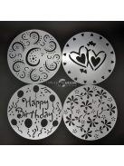 Tortadíszítő kellék, tortadíszítő sablon (4 minta)