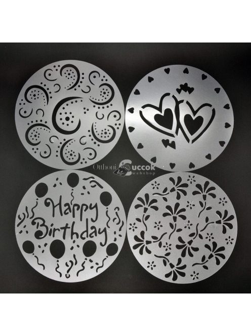 Tortadíszítő kellék, tortadíszítő sablon (4 minta)