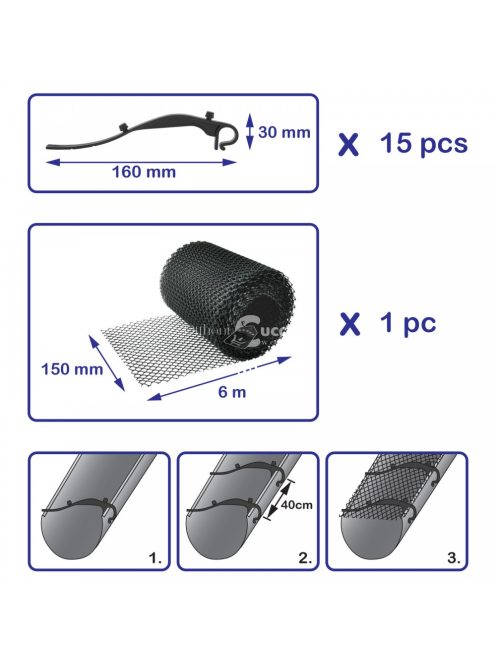 Ereszcsatorna háló, esőcsatorna háló, lombfogó háló