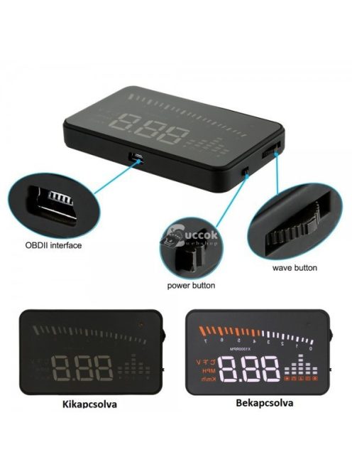 OBD HUD Head Up Display szélvédőre vetítő fedélzeti computer