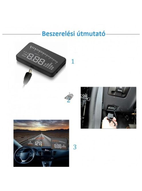 OBD HUD Head Up Display szélvédőre vetítő fedélzeti computer
