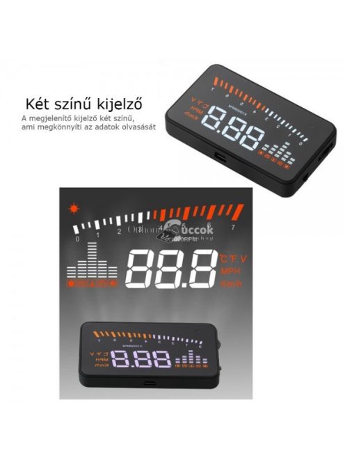 OBD HUD Head Up Display szélvédőre vetítő fedélzeti computer