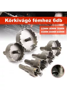 Körkivágó fémhez, lyukfűrész (6 db-os készlet)