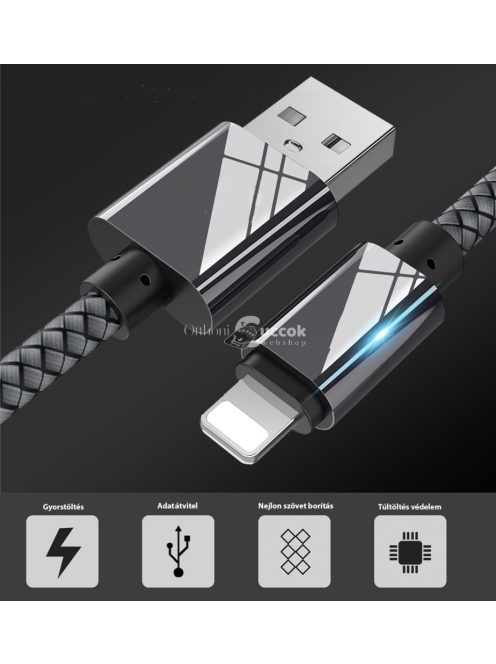Extra strapabíró 1 méteres Lightning Iphone gyorstöltő és USB adatkábel