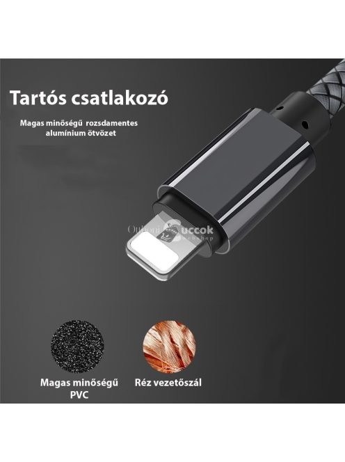 Extra strapabíró 1 méteres Lightning Iphone gyorstöltő és USB adatkábel