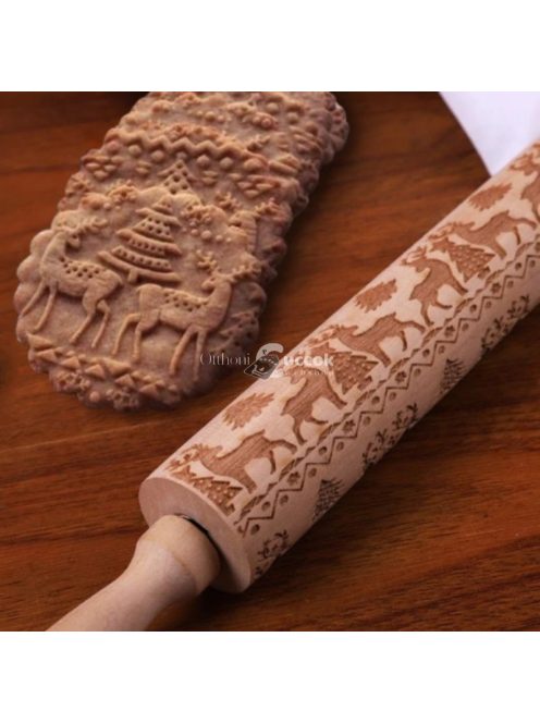 Karácsonyi mintás sodrófa, mintás nyújtófa, kekszmintázó sodrófa