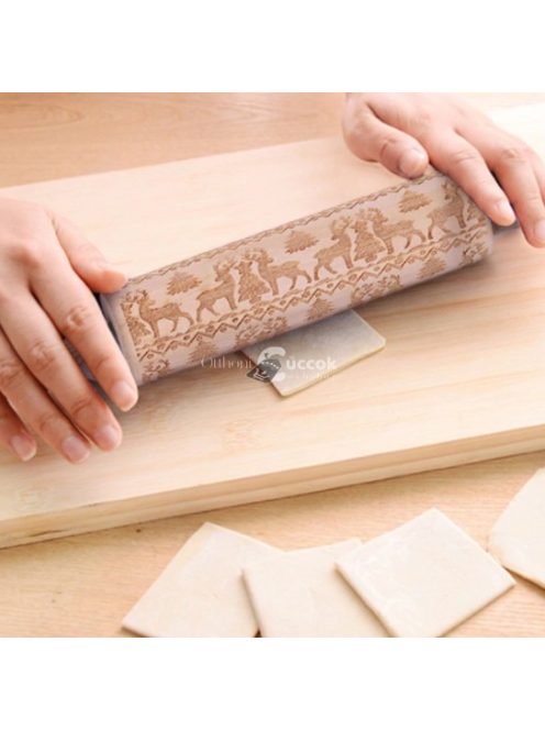 Karácsonyi mintás sodrófa, mintás nyújtófa, kekszmintázó sodrófa