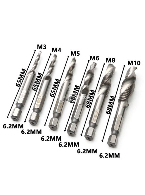 Menetfúró készlet, csigafúró készlet (6 db)