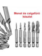 Menetfúró készlet, csigafúró készlet (6 db)