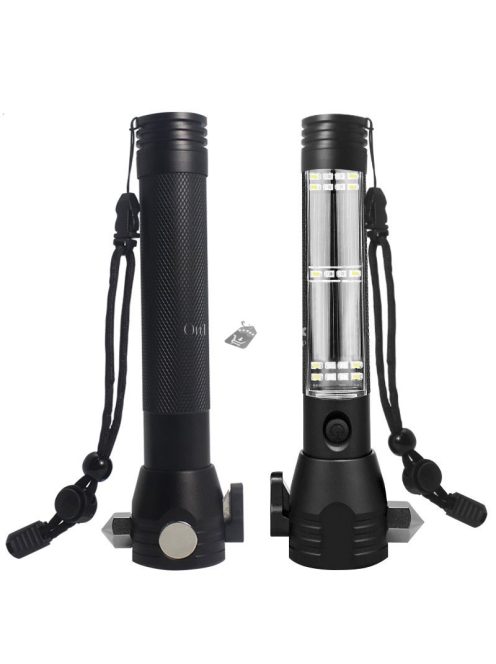 Napelemes zseblámpa biztonsági öv vágóval/ablaktörővel