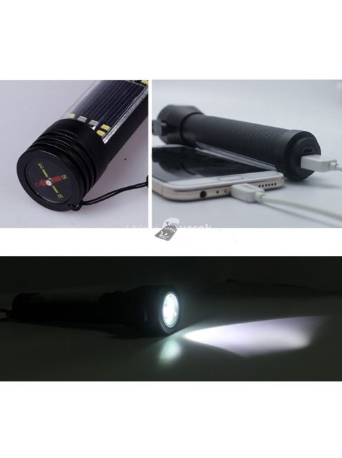 Napelemes zseblámpa biztonsági öv vágóval/ablaktörővel