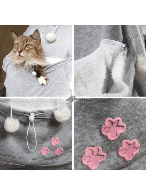 Macskahordozó, cicahordozó pulcsi, macskás pulóver, cicás pulcsi