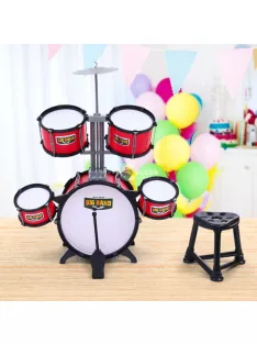 Játék dobszett székkel, bordó