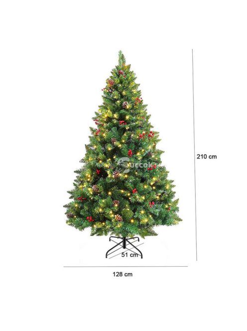 LED-es műfenyő melegfehér-320 LED-es, 210 cm