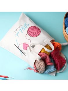   Horgoló készlet színes fonalakkal, kiegészítőkkel ajándék válltáskában