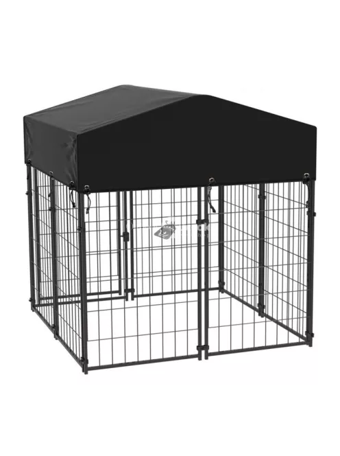 Kültéri fém kutyakennel UV álló szövettetővel