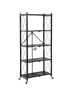 Lapra hajtható, gurulós konyhai tárolóállvány, fém