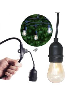   Vízálló dekor égősor, 15 db E27 LED lámpával, 14,6 m, melegfehér