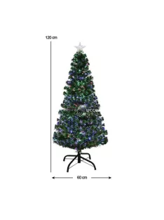 Műfenyő száloptikával színes LED-del 120 cm-es