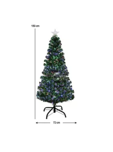 Műfenyő száloptikával színes LED-del 150 cm-es