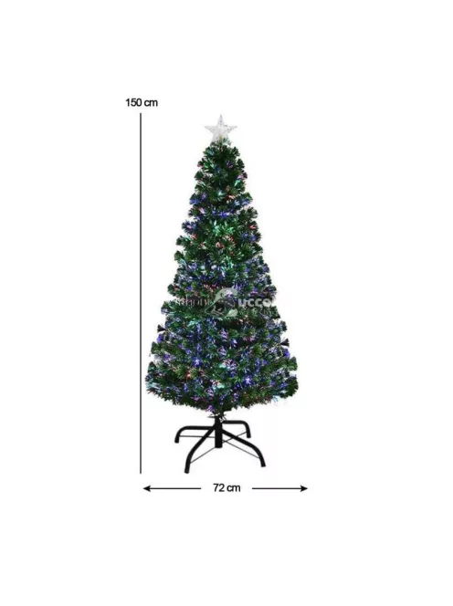 Műfenyő száloptikával színes LED-del 150 cm-es