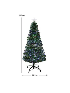 Műfenyő száloptikával színes LED-del 210 cm-es